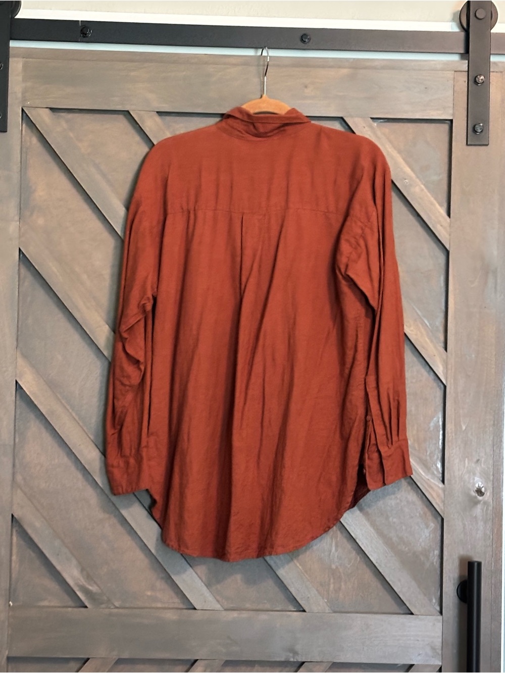 LOFT Linen Everyday Oversized Pocket Shirt - Intense Copper - Picture 4 of 9